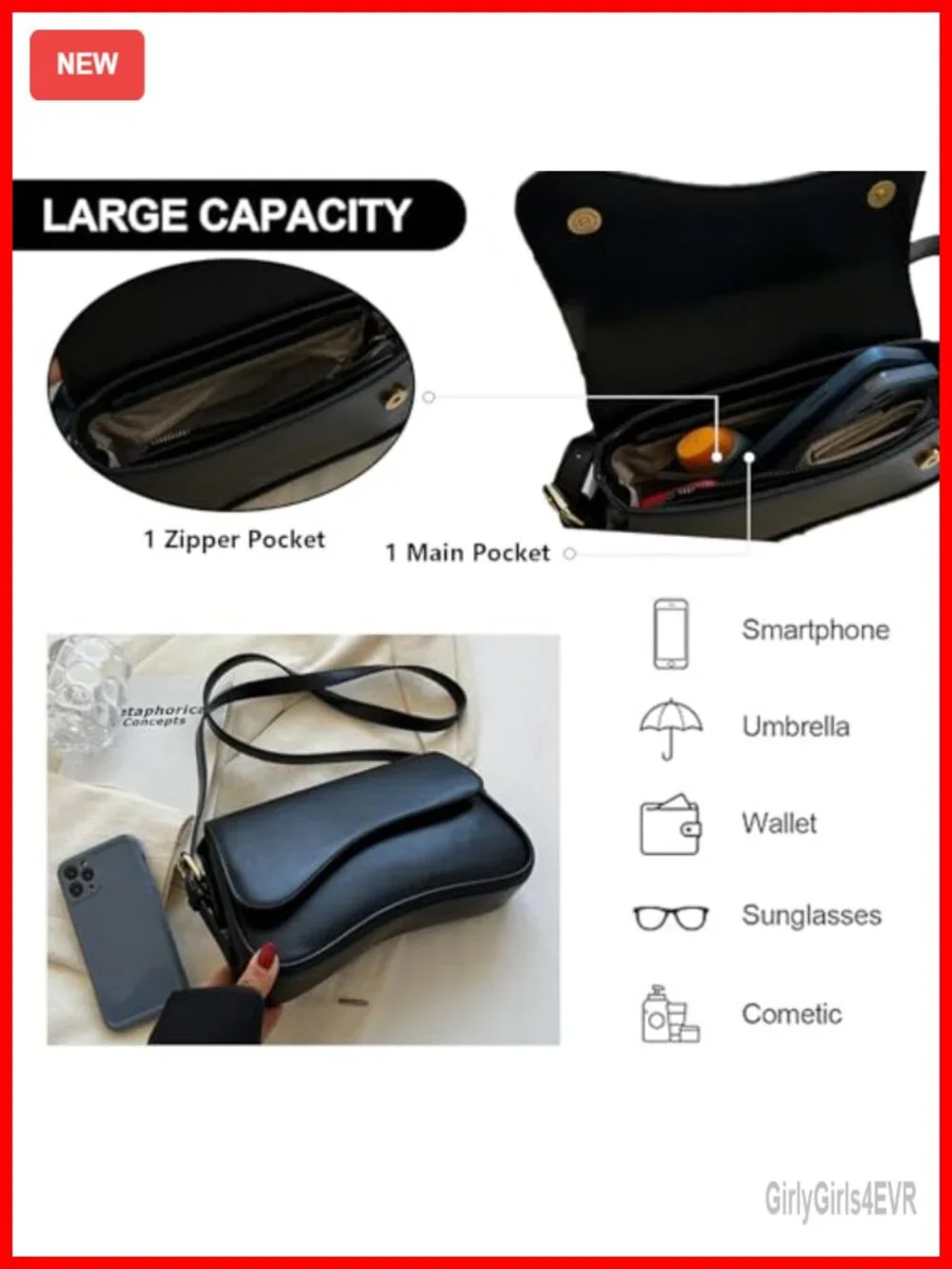 Vegan Leather Hobo Bag Y2K Shoulder Purse with 2 Removable Straps